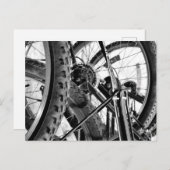 自転車タイヤギアチェーンモダンBWポップ・アートの Art ポストカード (正面/裏面)