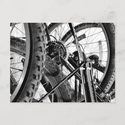 自転車タイヤギアチェーンモダンBWポップ・アートの Art ポストカード (正面)