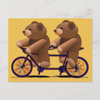 自転車タンデムテディベアプリント ポストカード