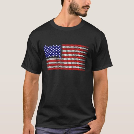 自転車チェーン国旗USA Tシャツ (正面)