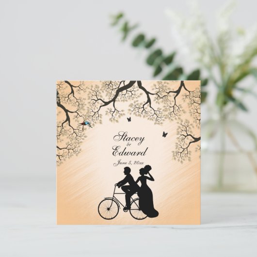 自転車テーマ結婚式招待状サンセット 招待状 (スタンド正面)