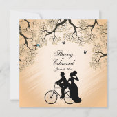 自転車テーマ結婚式招待状サンセット 招待状 (正面)