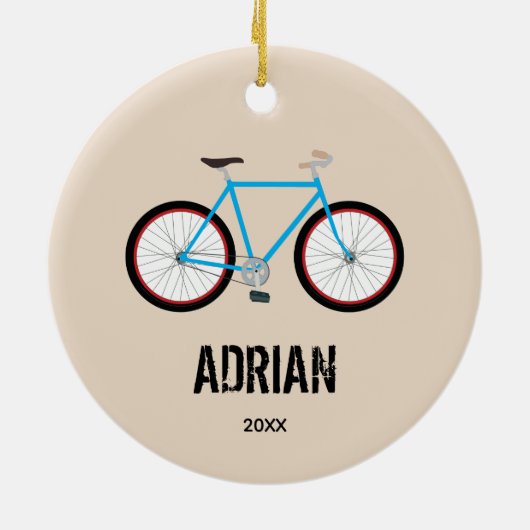 自転車デザイン名前をカスタムする年 セラミックオーナメント (裏面)