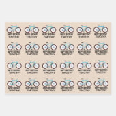 自転車デザイン誕生日名前をカスタムする ラッピングペーパーシート (正面2)