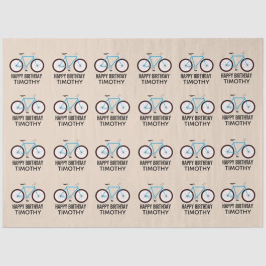 自転車デザイン誕生日名前をカスタムする 薄葉紙 (正面)