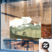 自転車トレイル山道サイクリング自転車店 ウィンドウサイン (カフェ窓)