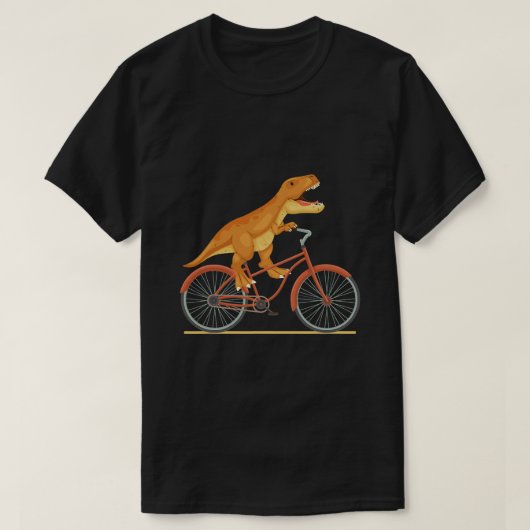 自転車トレックス恐竜おもしろい自転車Ridに乗る Tシャツ (デザイン正面)