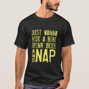 自転車ドリンクビールの昼寝おもしろいバイクもしくは自転車に乗る人シ Tシャツ