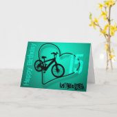 自転車ハート15番目の誕生日パーソナライズされたグリーティングC カード (黄色い花)