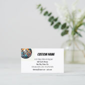 自転車バイクもしくは自転車に乗る人サイクルショップ販売・修理 名刺 (スタンド正面)