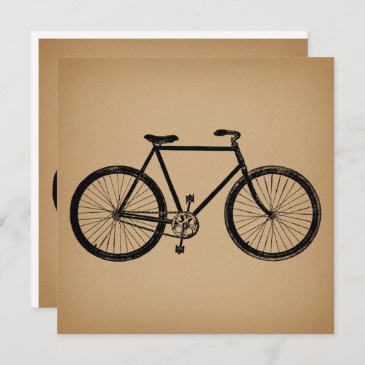 自転車バイクイラストレーションヴィンテージブラウンサイクリング シーズンカード (正面/裏面)