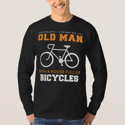 自転車バンザイ!未来のおじいちゃんの自転車Tシャツ Tシャツ (正面)
