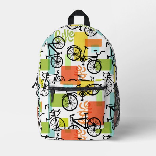 自転車パタカラフルーン抽象芸術幾何学模様 プリントバックパック (正面)