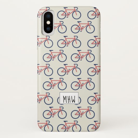 自転車パターカスタムンのモノグラムの電話ケース Case-Mate iPhoneケース (裏面)