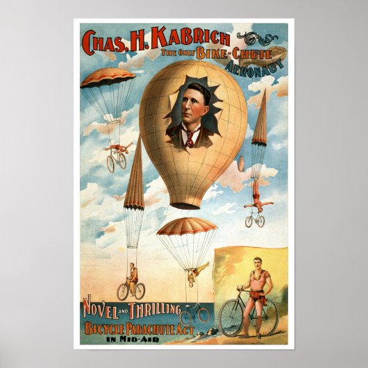 自転車パラシュートアクト 1896 ビンテージ広告 ポスター (正面)
