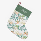 自転車パーソナライズされたクリスマスストッキング ラージクリスマスストッキング (正面 (吊り時))