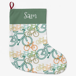 自転車パーソナライズされたクリスマスストッキング ラージクリスマスストッキング