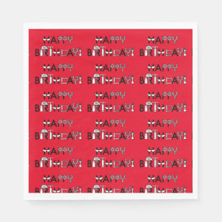 自転車パーソナライズされたテーマのタイル状グラフィック誕生日 スタンダードランチョンナプキン