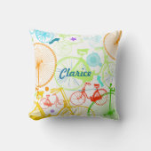 自転車パーソナライズされたモダンネオンガールズルーム クッション (正面)