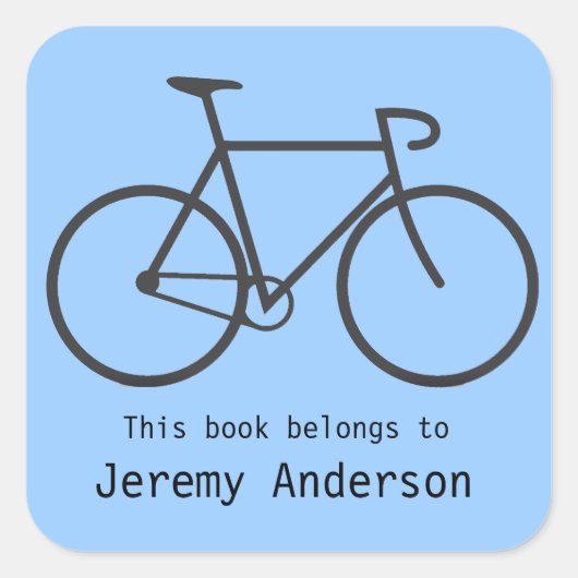 自転車パーソナライズされた蔵書票シール スクエアシール (正面)