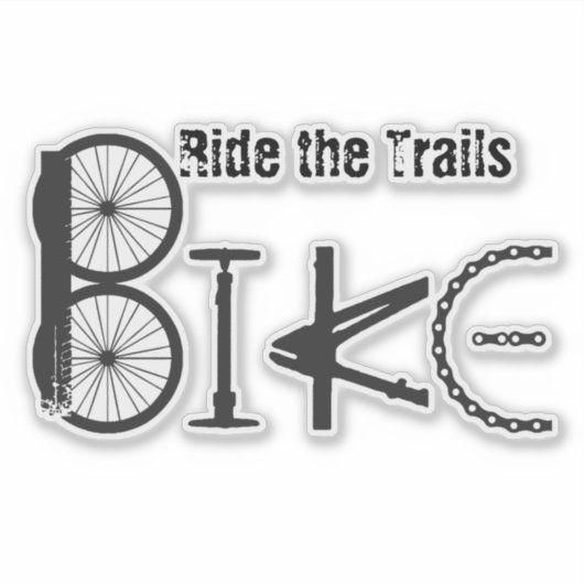 自転車パーツから作られたトレイルBIKEに乗る シール (正面)