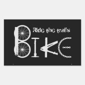 自転車パーツから作られたトレイルBIKEに乗る 長方形シール (正面)