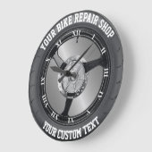 自転車パーツショップタイヤ修理オートバイ車サービス ラージ壁時計 (傾斜)