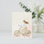 自転車ビクトリアンに乗ったヴィンテージガールありがとう ポストカード (スタンド正面)