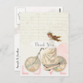 自転車ビクトリアンに乗ったヴィンテージガールありがとう ポストカード (正面/裏面)