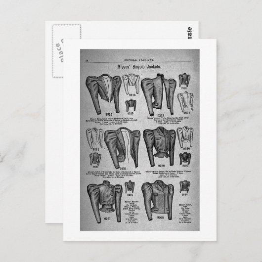 自転車ファッション1897 -ヴィンテージ ポストカード (正面/裏面)