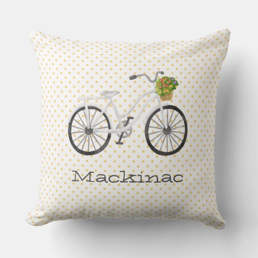 自転車ファミリー懇親会年フラワーマッキナックおもしろい クッション (正面)