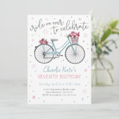 自転車フラワーバースデーパーティーイベント招待状 招待状 (スタンド正面)