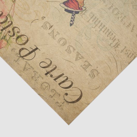 自転車フランスのと犬のデコパージュのエフェメラ 薄葉紙 (詳細)