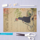 自転車フランスのと犬のデコパージュのエフェメラ 薄葉紙 (クラフト)