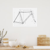 自転車フレームジオメトリーダイアグラム ポスター (キッチン)