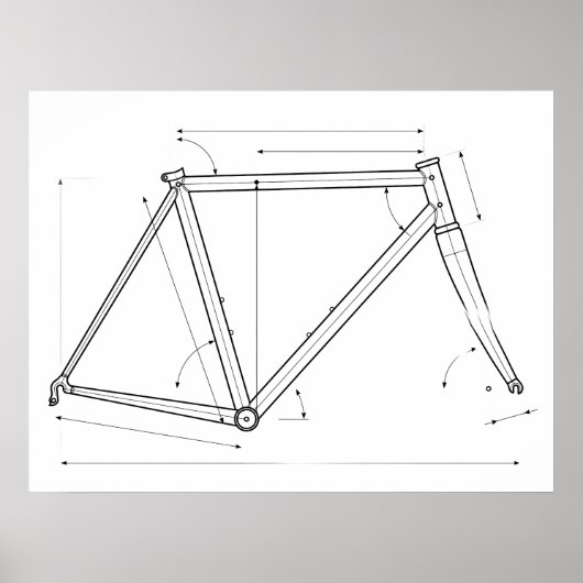 自転車フレームジオメトリーダイアグラム ポスター (正面)