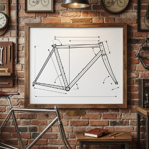 自転車フレームジオメトリーダイアグラム ポスター