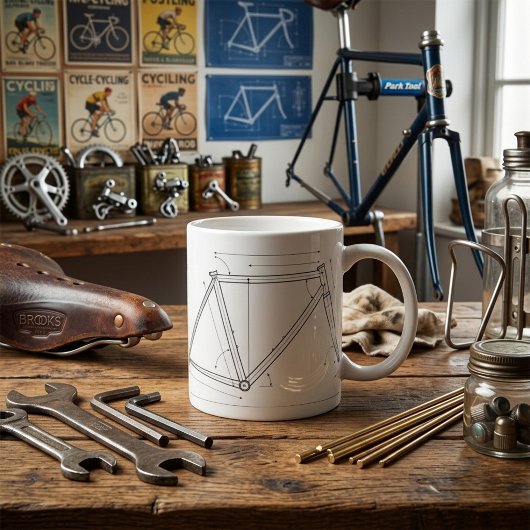 自転車フレームジオメトリ図 コーヒーマグカップ