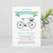 自転車ブライダルシャワーパステルミントフローラ 招待状 (スタンド正面)
