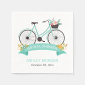 自転車ブライダルシャワーパーティーミントグリーンフローラ スタンダードカクテルナプキン (正面)