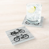 自転車ブラック1 ガラスコースター (アングル)