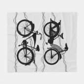 自転車ブラック1 フリースブランケット (正面(横))
