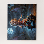 自転車ホラーの可愛い少女ファンタジー ジグソーパズル (縦)