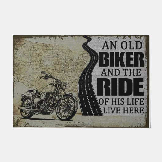 自転車マット、バイクもしくは自転車に乗る人ギフト、引っ越し祝いパーティーギフト ドアマット (正面)
