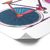 自転車モダンカラフルラインアートスケッチ ポスター (角)