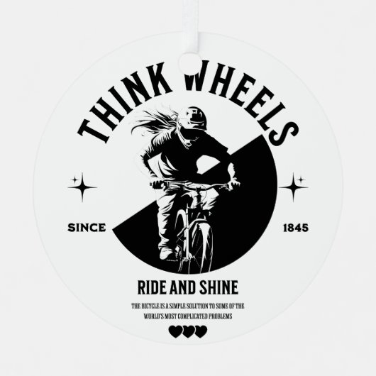 自転車ライダー用モノクロメタルオーナメント メタルオーナメント (正面)