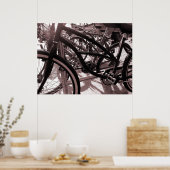 自転車ラック – ウォームトーンB&W ポスター (キッチン)