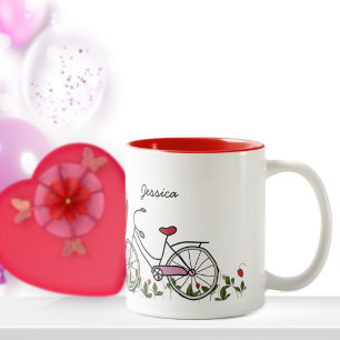 自転車ラバーカップルコーヒーマグ ツートーンマグカップ