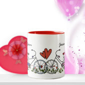 自転車ラバーカップルコーヒーマグ ツートーンマグカップ