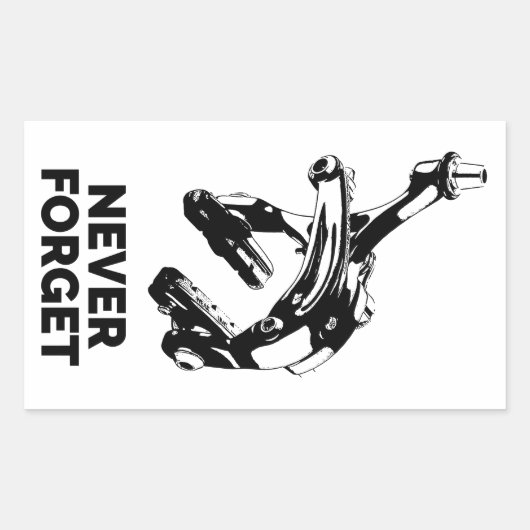 自転車リムブレーキ忘れあり 長方形シール (正面)